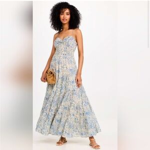 NWT Free People Medium Sundrenched Printed Maxi Dress Blue and White💙🤍